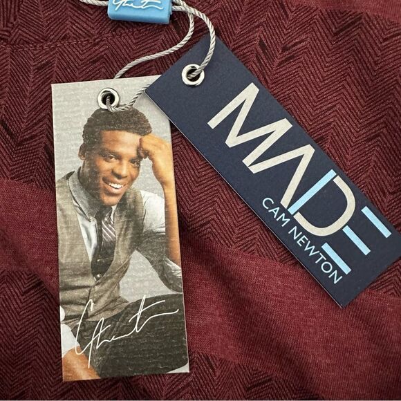 MADE by Cam Newton red striped short sleeve shirt NWT size XL - Picture 4 of 5